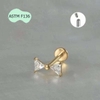 Khuyên tai Titanium đính đá hình chiếc nơ - 2 màu - 1.2*8mm
