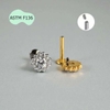 Khuyên tai Titan hình bông hoa đính đá - 2 màu - 1.2*8mm