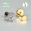 Khuyên tai Titan hình bông hoa đính đá - 2 màu - 1.2*8mm