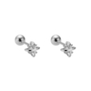 Khuyên tai đính đá họa tiết hành tinh - 1.2*8mm - Bạc 925
