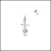 Titanium / Khuyên tai vertical đá - 2 màu - 1.2*8mm