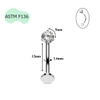 Titanium / Khuyên rốn đá nổi màu trắng