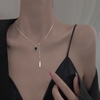 Vòng cổ mặt dây đá vuông đen sang trọng - Phong cách Hàn Quốc