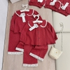 BỘ PIJAMA DÀI TAY ĐỎ XÔ MUSLIN