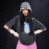 ADLV CHECKERBOARD HEART BEAR SHORT SLEEVE T-SHIRT CHARCOAL