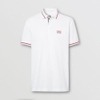 Polo Burberry Logo Applique Cotton Pique Polo Shirt White