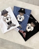LIFE WORK Hip Dog Applique Short Sleeve T-Shirt Dark Navy LW232TS106