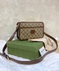 GUCCI Mini bag with Interlocking G in GG supreme and brown leather