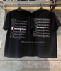 CHAMPION TAGLESS GRAPHIC FRONT LOGO 7 LINES TEE BLACK
