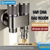 Van chia nước đầu nguồn 2 đầu ra có khóa độc lập LD-9105, inox 304 mạ điện cao cấp bóng đẹp không rỉ