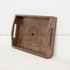 Khay Gỗ Chữ Nhật Bưng Trà Cafe Có Tay Cầm Khoét Lỗ Khắc Laser Logo Cho Spa Nhà Hàng