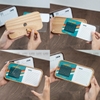 Bảng Quét Mã QR Để Bàn Khung Gỗ Sồi Nga Hút Nam Châm Kẹp Mica Chữ Nhật
