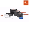 Bộ nồi nhôm Fire-Maple xếp chồng tay cầm cam kèm chén nhựa và miếng cọ rửa, logo Fire-Maple