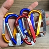 Tay người cầm nhiều móc khóa carabiner Coghlans nhiều màu móc chồng lên nhau