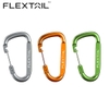 Bộ ba móc khóa carabiner Flextail màu bạc, cam, xanh lá kèm logo Flextail phía trên