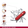 Dao Victorinox Huntsman với icon minh họa lưỡi dao, kéo, tua vít