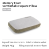 Gối cắm trại Naturehike Memory Foam màu xám kèm bảng thông số kích thước 50x32x11cm, nặng 790g