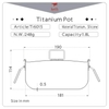 Bảng thông số kỹ thuật Titanium Pot Ti6015 kèm sơ đồ kích thước