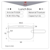 Bảng thông số kỹ thuật Lunch Box Ti5329 kèm sơ đồ kích thước