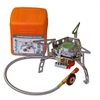 Bếp gas xếp gọn Vultura có đánh lửa Piezo, ống dẫn nối bình gas mini và hộp đựng màu cam