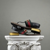 SZ37 Gucci Sandals Black Leather Slingback 046325