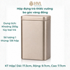 Hộp đựng trà thiếc vuông bo góc vàng đồng 17,3x9,7x7,7cm