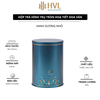 Hộp trà thiếc hình trụ tròn hoạ tiết hoa văn mẫu mới - HVL TEA