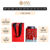 Hộp trà thiếc chữ nhật nắp đen hoạ tiết Hoa và Chim (kèm túi)
