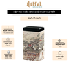 Hộp Thiếc Đựng Trà Hình Chữ Nhật Họa Tiết Hoa - HVL TEA Cao Cấp