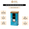 Hộp Thiếc Đựng Trà Hình Chữ Nhật Họa Tiết Hoa - HVL TEA Cao Cấp