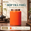 Hộp trà thiếc trụ tròn sơn bóng Thủy Mặc
