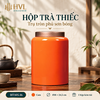 Hộp trà thiếc trụ tròn sơn bóng Thủy Mặc