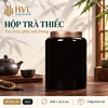 Hộp trà thiếc trụ tròn sơn bóng Thủy Mặc