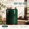 Hộp trà thiếc trụ tròn sơn bóng Thủy Mặc