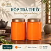 Hộp trà thiếc trụ tròn sơn bóng Thủy Mặc