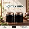 Hộp trà thiếc trụ tròn sơn bóng Thủy Mặc