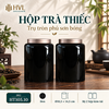 Hộp trà thiếc trụ tròn sơn bóng Thủy Mặc