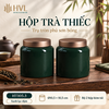 Hộp trà thiếc trụ tròn sơn bóng Thủy Mặc