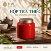 Hộp trà thiếc trụ tròn sơn bóng Thủy Mặc