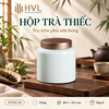 Hộp trà thiếc trụ tròn sơn bóng Thủy Mặc