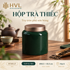 Hộp trà thiếc trụ tròn sơn bóng Thủy Mặc