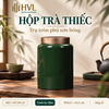Hộp trà thiếc trụ tròn sơn bóng Thủy Mặc