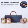 Bộ Hộp Trà Quà Tặng HT59 Tay Cầm Gỗ Sang Trọng | Bao Bì HVL