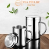 Cốc inox cách nhiệt, có quai, có nắp, cứng bền, cách nhiệt, ca inox 304 cao cấp - HVL TEA