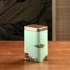 Hộp Thiếc Đựng Trà Hình Chữ Nhật Họa Tiết Hoa - HVL TEA Cao Cấp