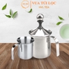 Ca đánh sữa tạo bọt inox 2 lớp có nắp cao cấp 400ml - 800ml - HVL TEA