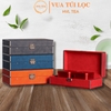 Bộ hộp trà nắp khóa hoa văn kèm túi quà tặng cao cấp - HVL TEA