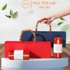 Bộ hộp trà có tay cầm gỗ hộp thiếc cao cấp, sang trọng - HVL TEA