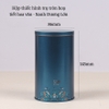 Hộp trà thiếc hình trụ tròn hoạ tiết hoa văn mẫu mới - HVL TEA