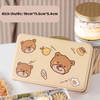 Hộp Đựng Bánh Hình Chữ Nhật Họa Tiết Gấu Thỏ Ngộ Nghĩnh - Thiếc Cao Cấp